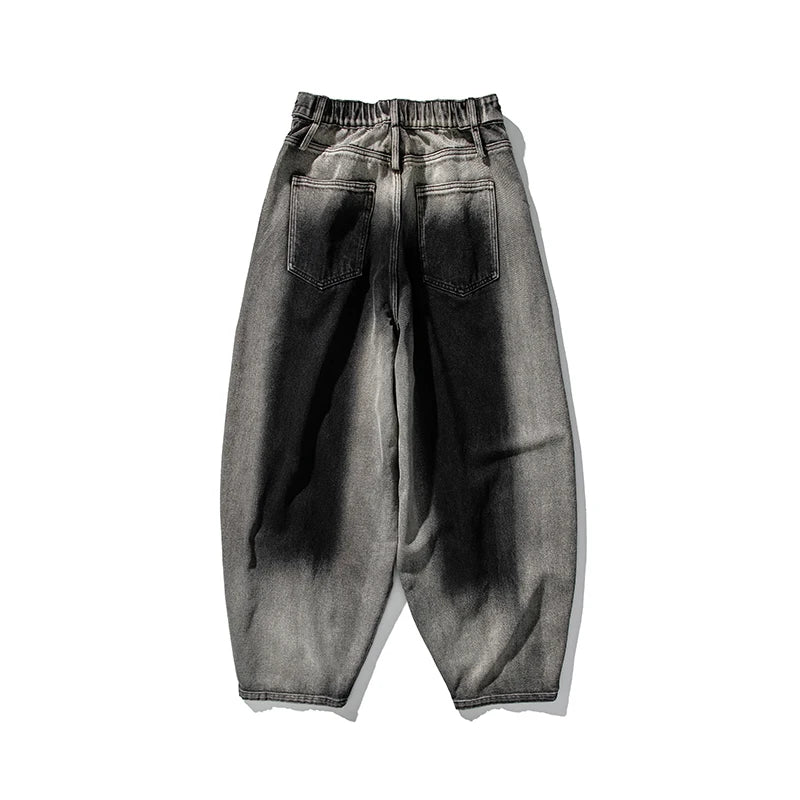 Wide Leg Denim Jeans - Casual Straight Cotton Loose Fit Trousers