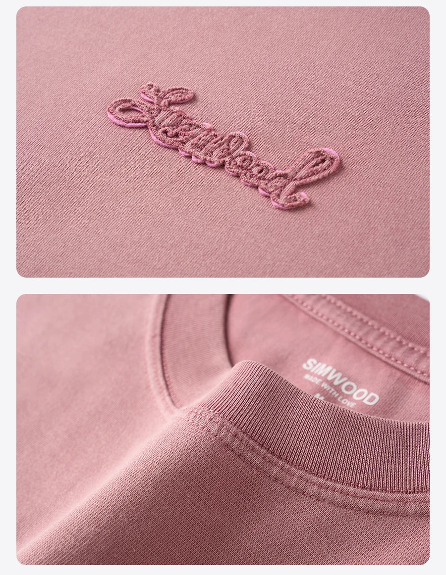 Men's Premium Cotton Vintage T-Shirt - Snow Washed Letter Embroidery Plus Size