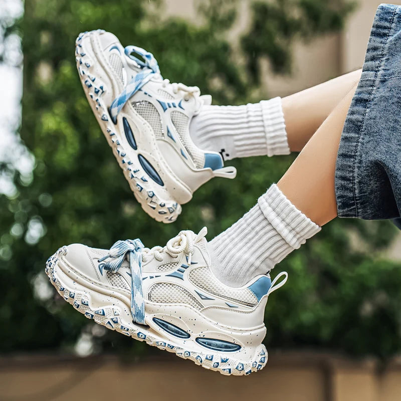 Platform Strap Sneakers - Men's Breathable Skateboard & Tennis Trainers