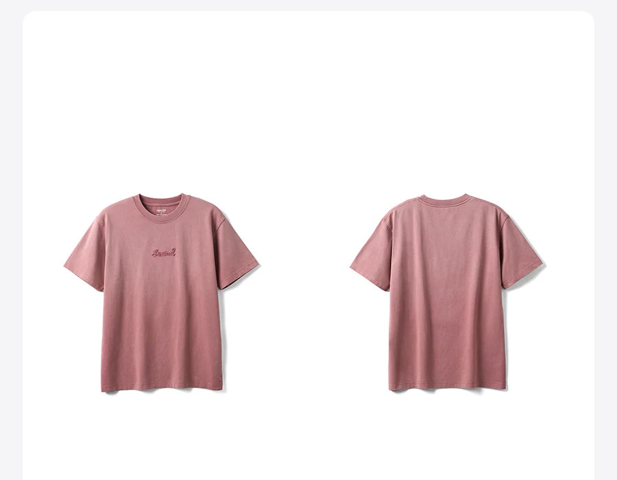 Men's Premium Cotton Vintage T-Shirt - Snow Washed Letter Embroidery Plus Size