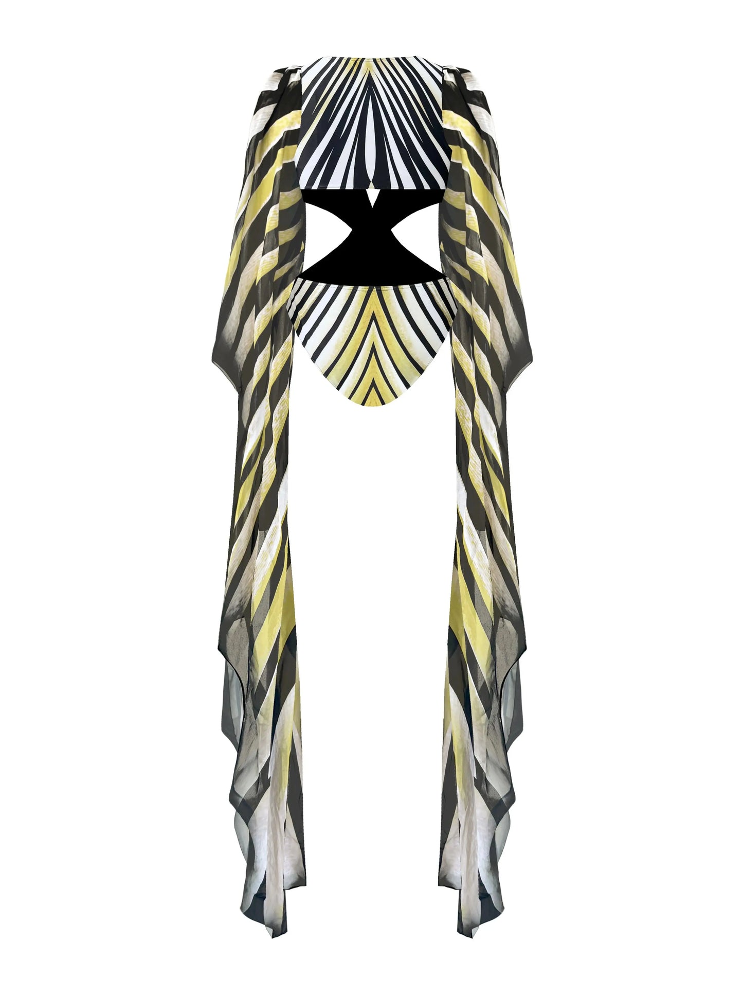 Ruffle Cut Out Long Sleeve Swimsuit