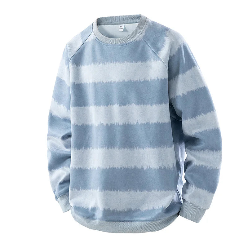 Men's Heavyweight Striped Sweatshirt - Vintage O-Neck Pullover for Spring Autumn
