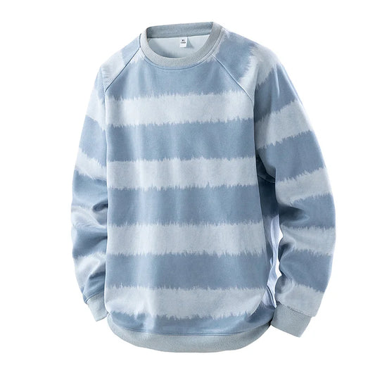 Men's Heavyweight Striped Sweatshirt - Vintage O-Neck Pullover for Spring Autumn