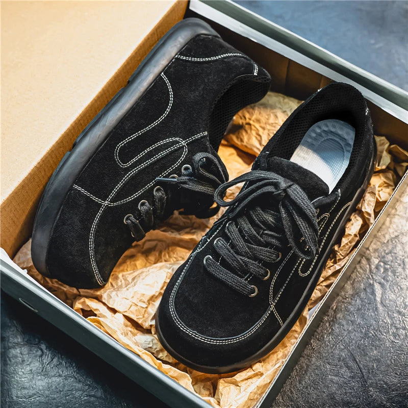 Men's Suede Leather Lace-up Casual Comfortable British Shoes