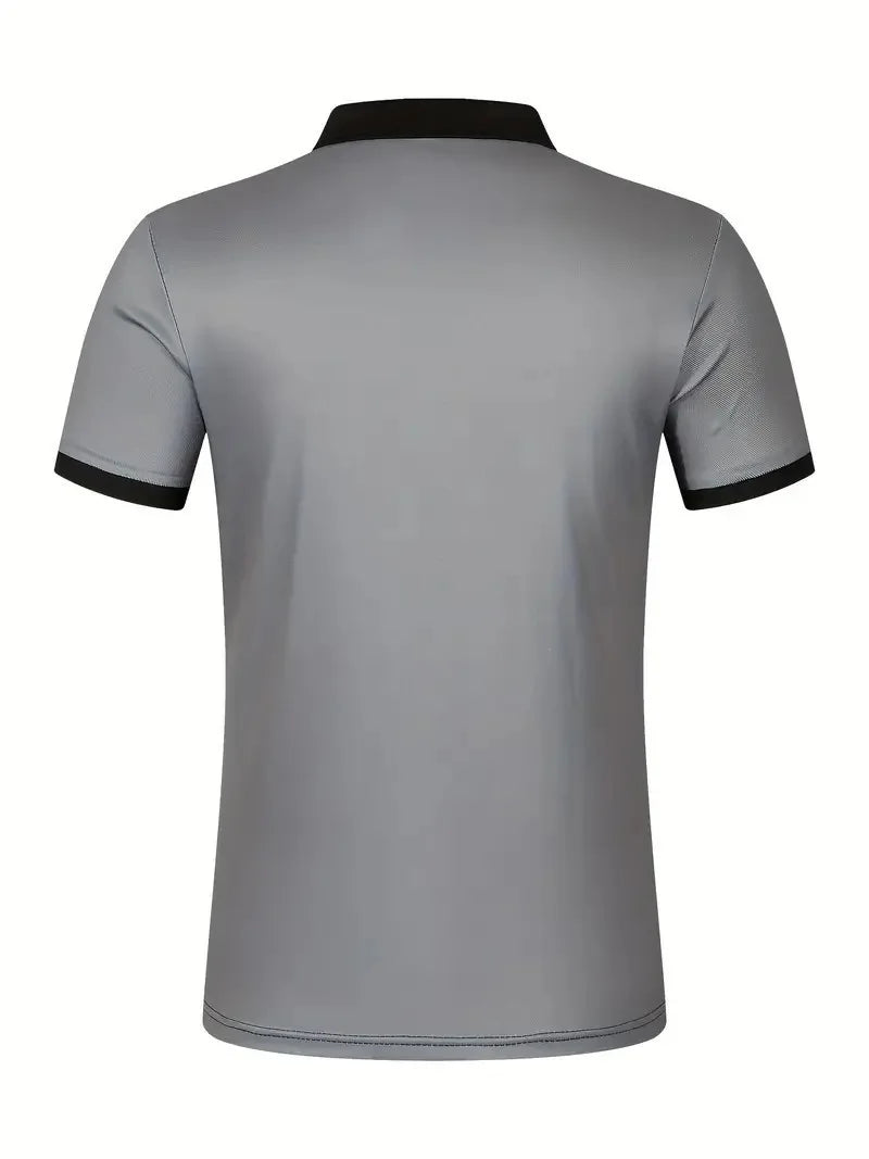 Men's Summer Polo Patchwork Short Sleeve Smart Casual Striped Turn Down Collar Shirt