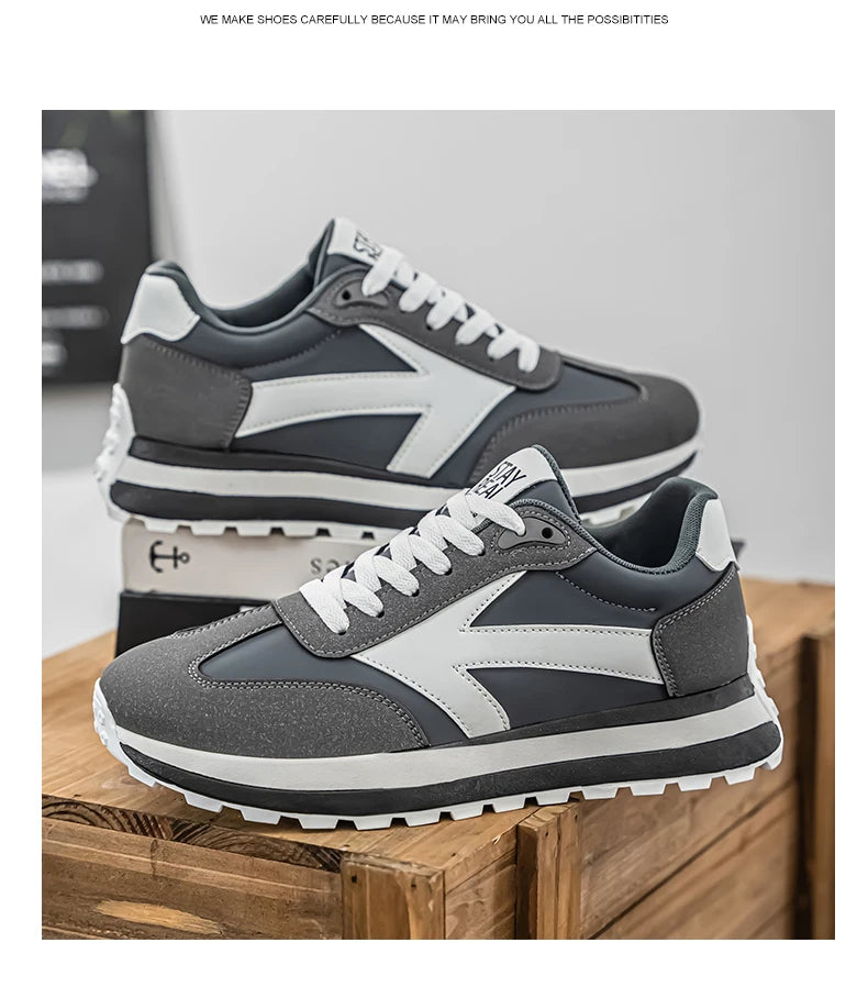 Men's Casual Sneakers Breathable Running Sport Shoes Tennis Sneakers Lace Up Platform Trainers Shoes