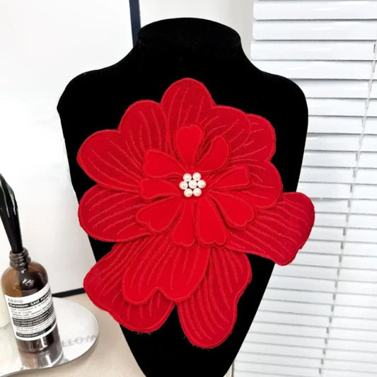 Chiffon Embroidered Multi-Layer Flower Brooch - Elegant Fabric Corsage Pin