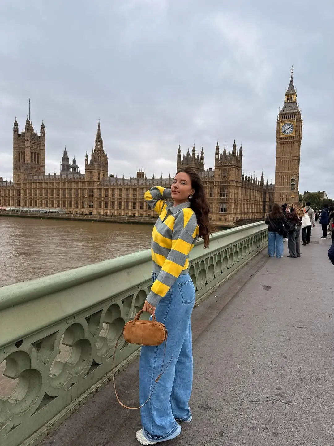 Striped Knit Polo Neck Sweater