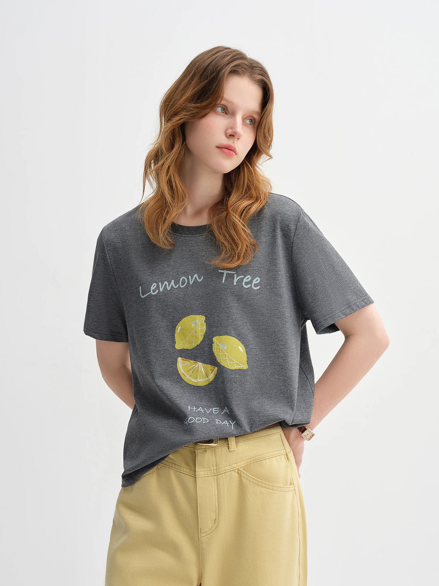 Fruit Print T-Shirt - Loose Fit Cotton Short Sleeve Top