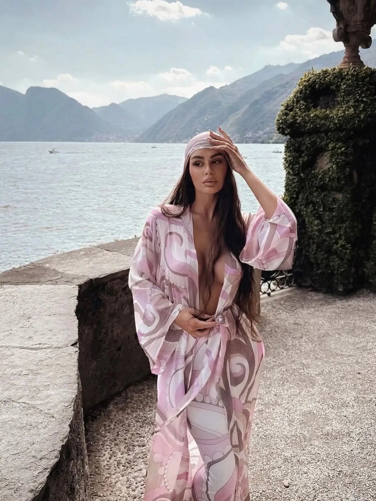 Women's Print One-Piece Swimsuit with Cover-Up - Monokini Set