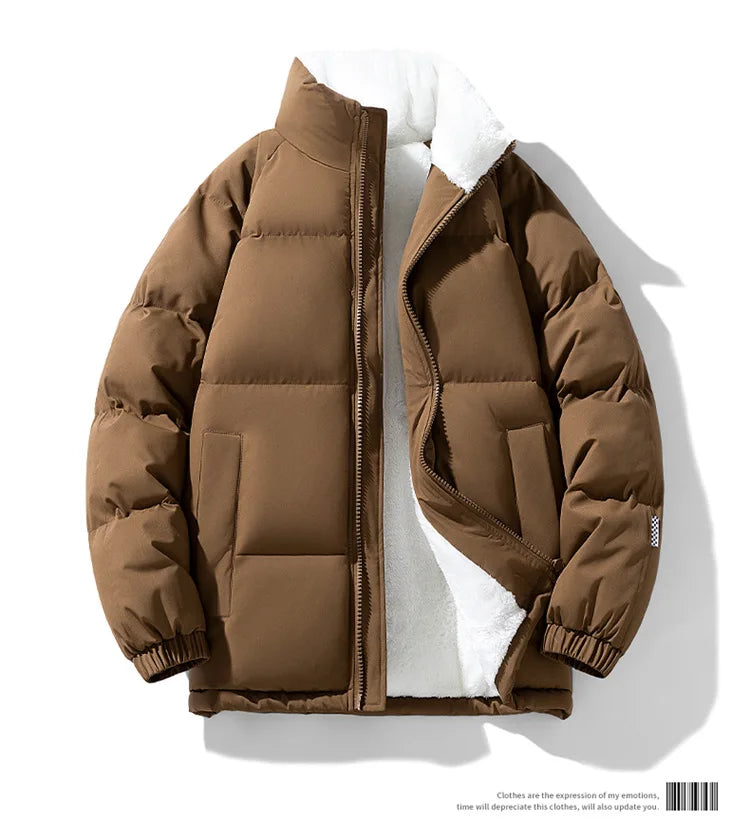 Men's Slim Fit Thickened Padded Jacket | Fur-Lined | Stand Collar | Bungee Hem | 8 Colours | S–XXXL