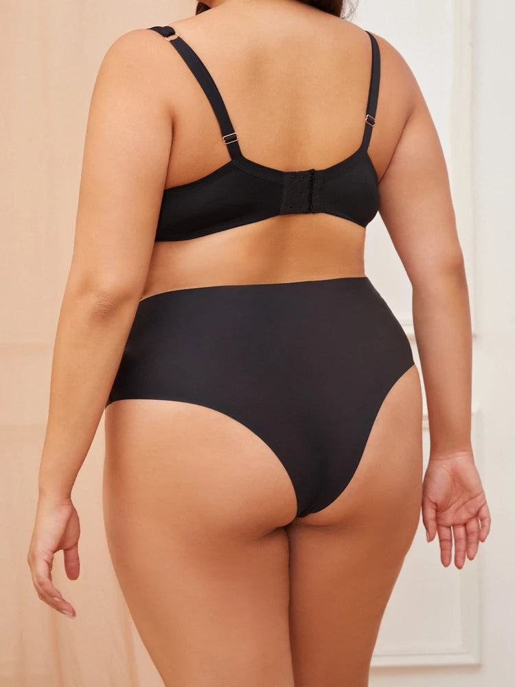 3PCS Women's Seamless Plus Size Underwear High Waist Briefs Stretch Comfortable Traceless Lingerie
