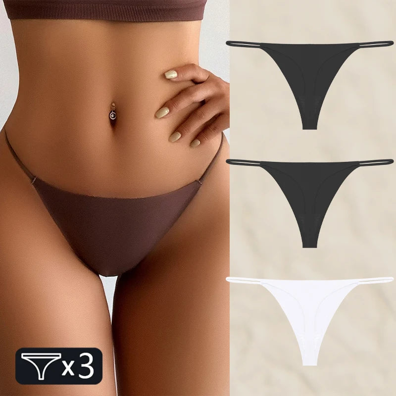 Women's 3PC/SET Seamless Low Waist Comfortable Traceless Bikini T-back Panties Lingerie