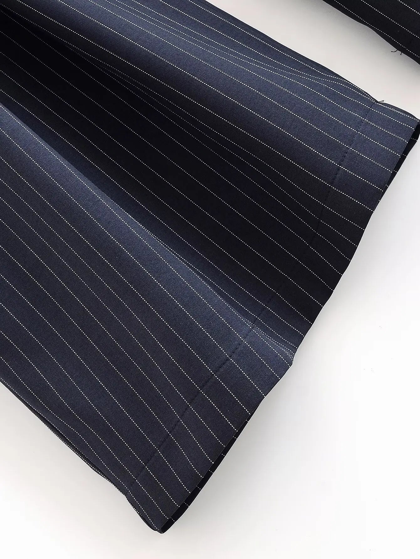 Vintage Striped Pleated Wide Leg Pants - High Waist Office Casual Trousers