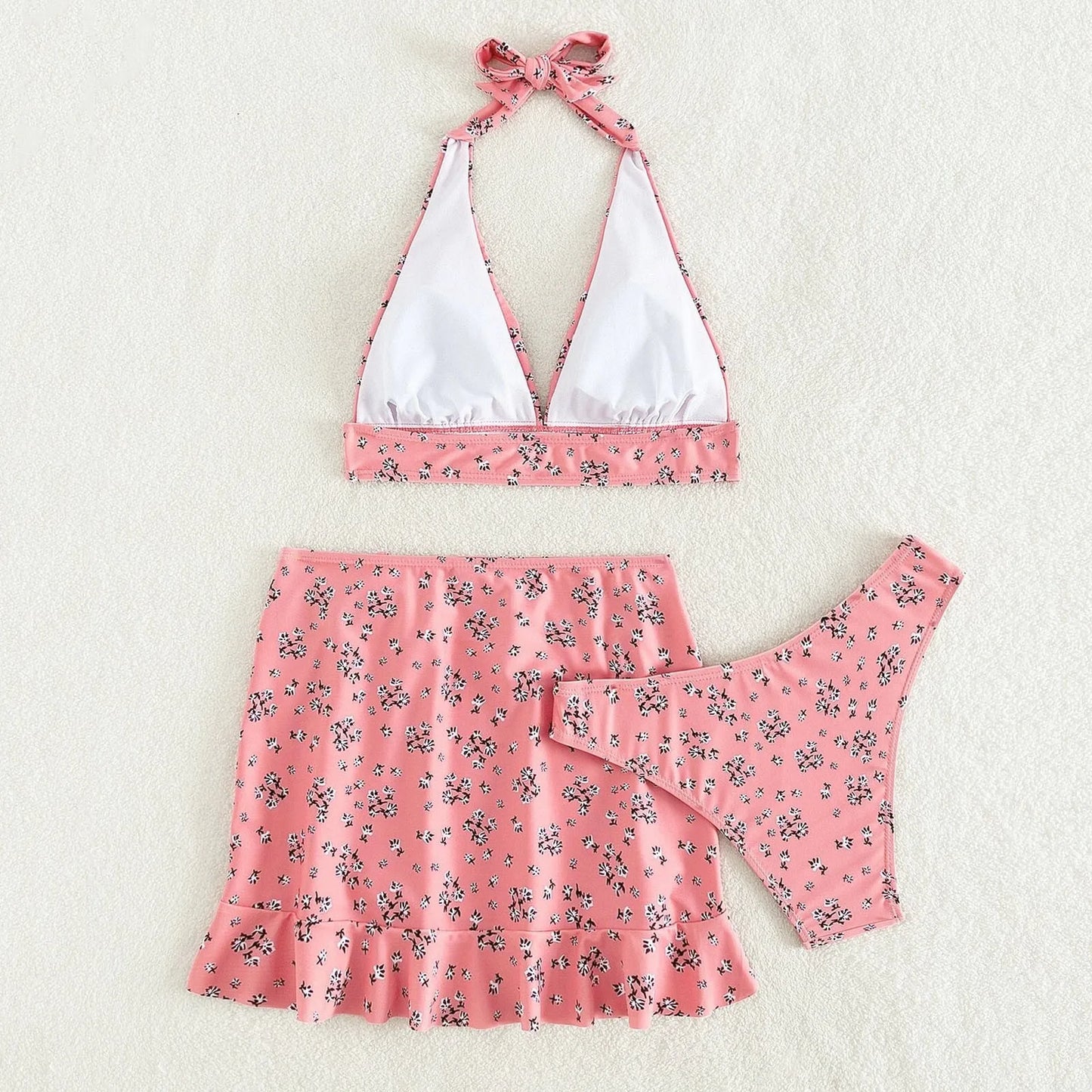 Women's Printed Three Piece Swimwear Bikini Set