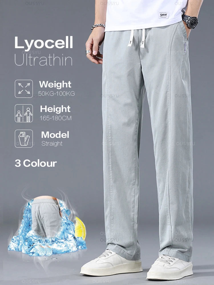 Men's Lyocell Wide Leg Casual Trousers | Lightweight Summer Pants M–5XL