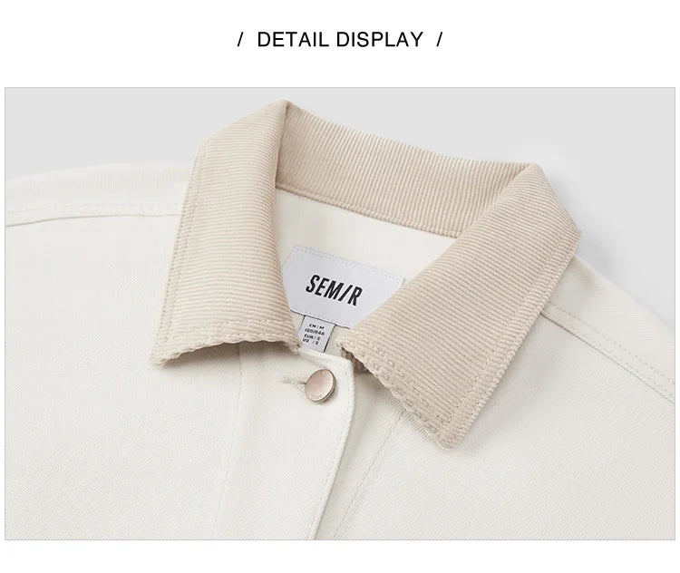 Corduroy Denim Jacket - Women's Turn Collar Loose Casual Coat