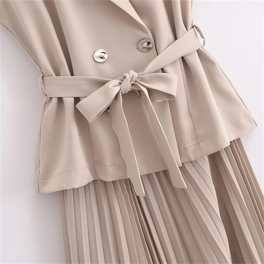 Women's  Summer Casual Temperament Small Pleated Sleeveless Dress