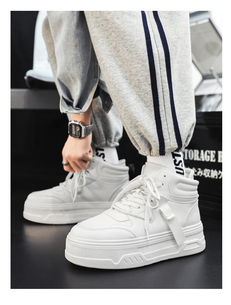 High-Top Platform Sneakers - Men's Thick-Sole Running Shoes