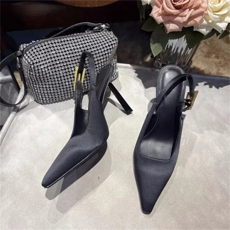 Women's Pointed Stiletto Sandals - One-Line Buckle Strap High Heels