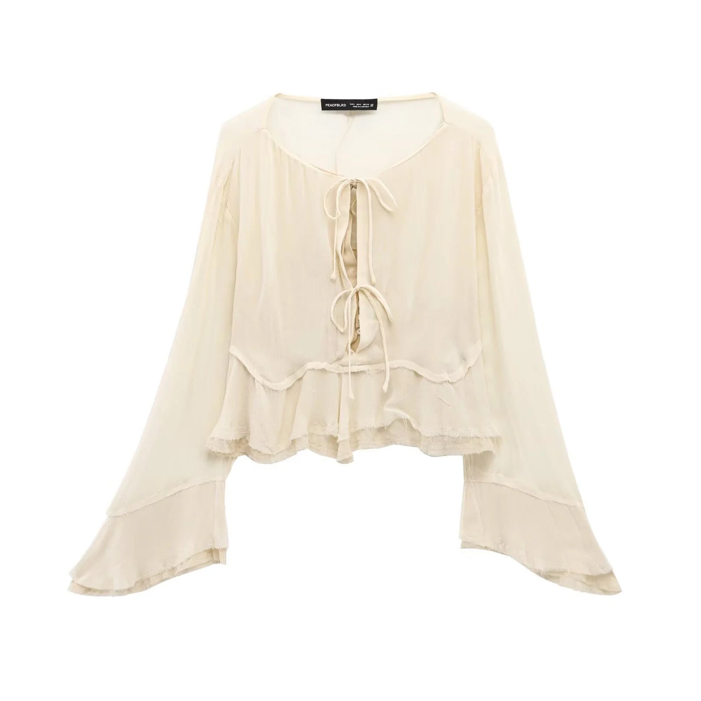 Women's Summer Lace-Up Cardigan - Lightweight Long Sleeve Top