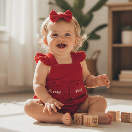 Baby Valentine's Day 2-Piece Set - Corduroy Romper & Headband