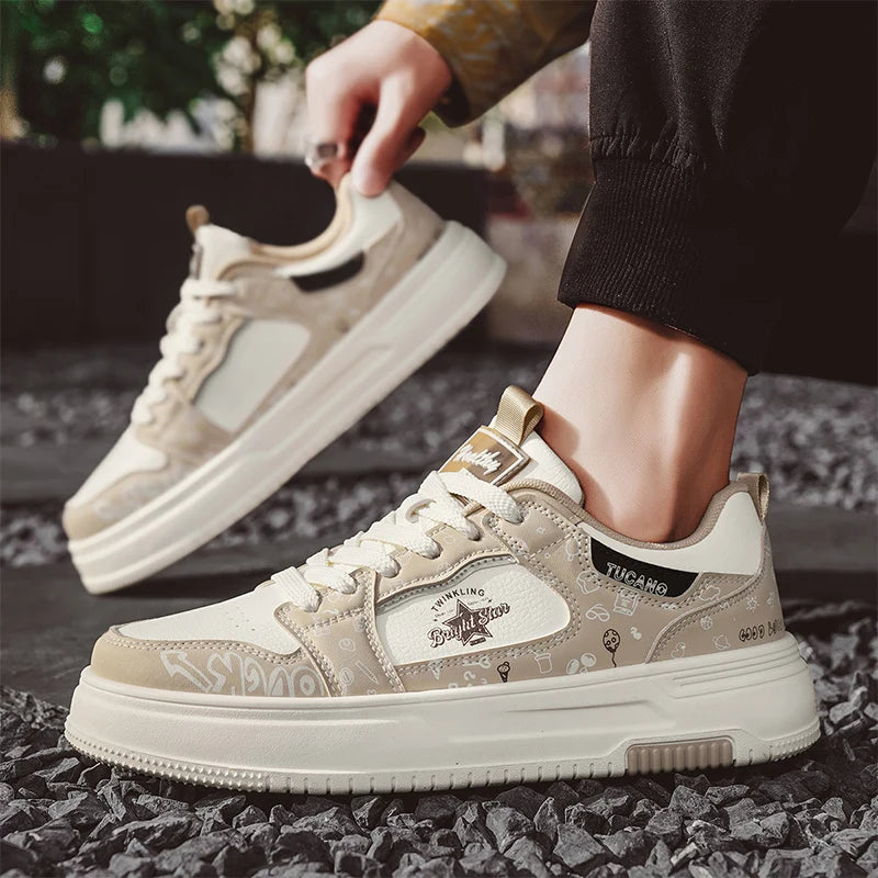 Men's Casual Versatile Platform Skateboard Lace Up Sneakers