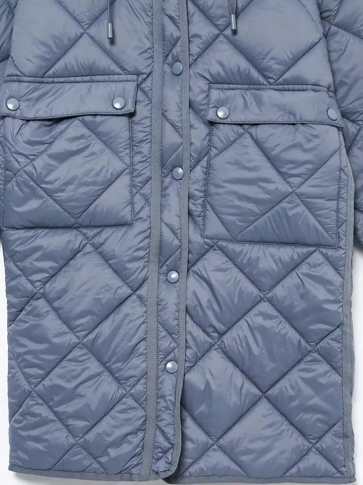 Vintage Oversize Long Hooded Parka - Long Sleeve Button Pocket Warm Coat