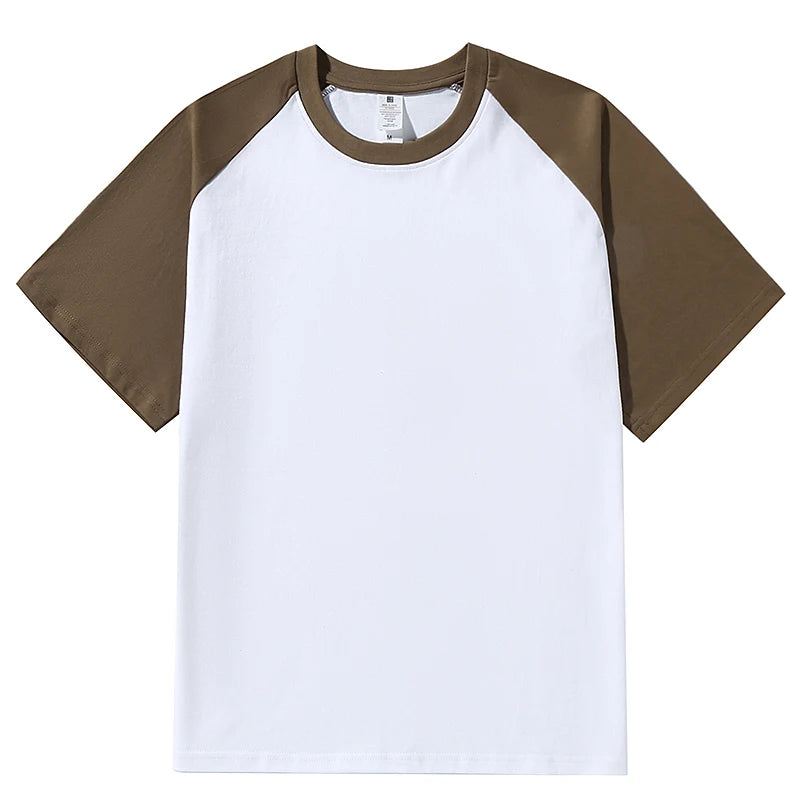 Summer Short Sleeve Patchwork Cotton O-Neck T-Shirt for Men