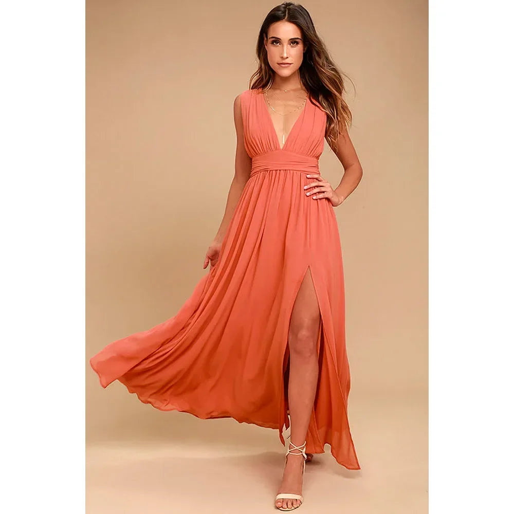 Women Backless Mesh Long  maxi Summer Dress