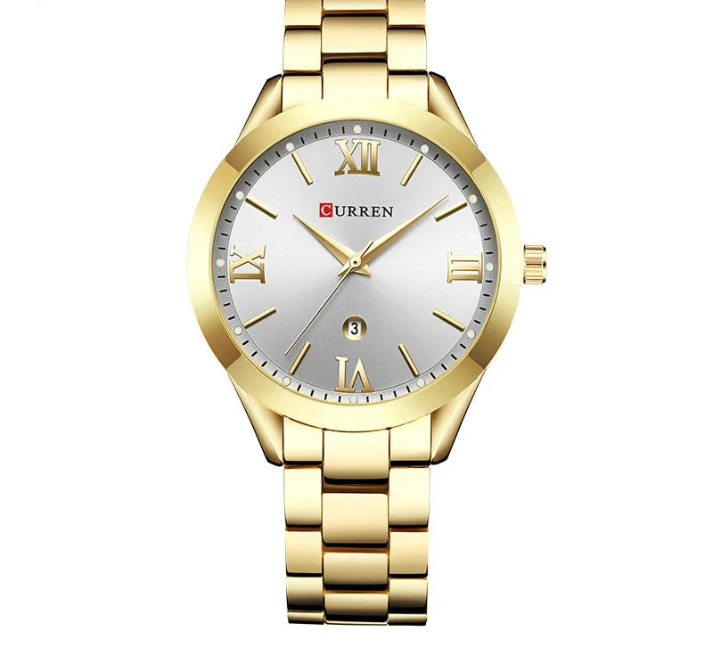Gold Steel Bracelet Watch for Women - Elegant Ladies Wristwatch