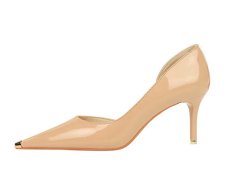 Patent Leather Metal Tip Pumps - Available in 7cm and 10.5cm Heel Heights