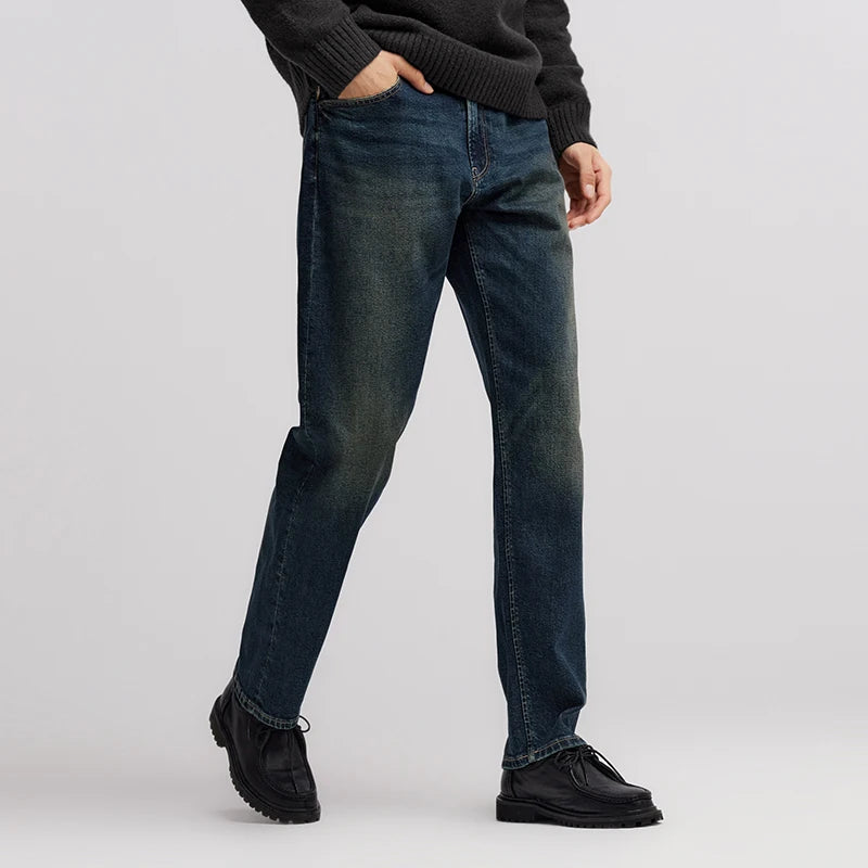 Vintage Loose Fit Jacquard Straight Leg Jeans - Men's Fashion Denim
