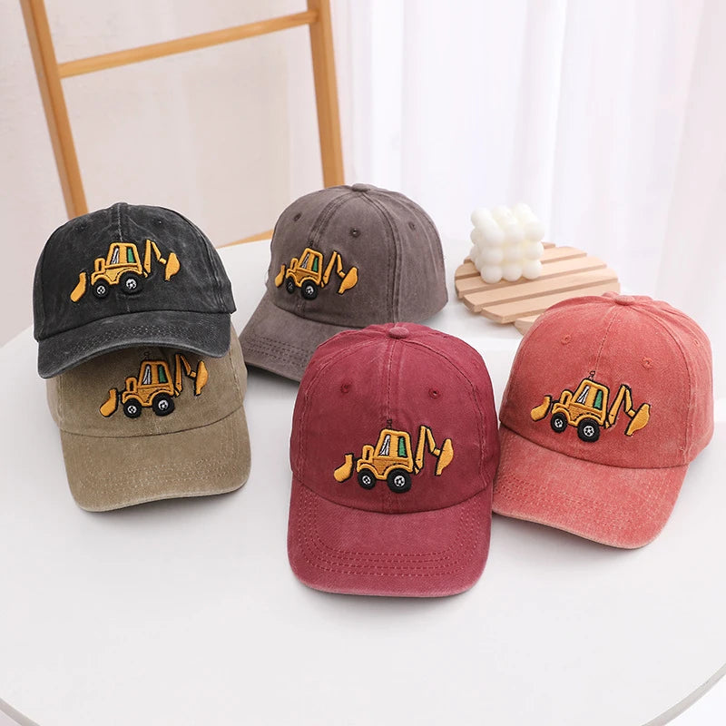 Children's Toddler Excavator Embroidery Adjustable Kids Baseball Hat