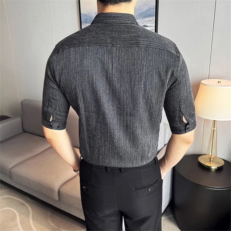 Men's Slim Fit Half Sleeve Shirt with Turn-Down Collar