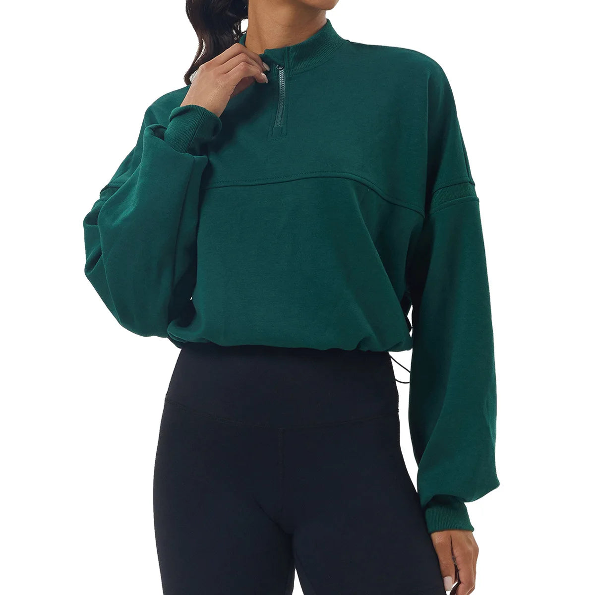 Women's Long Sleeve Loose Half Zipper Gym Breathable Running Top Fitness Workout Jacket