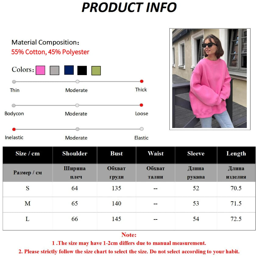 Women's Oversized Loose Pullover Fleece Sweatshirt