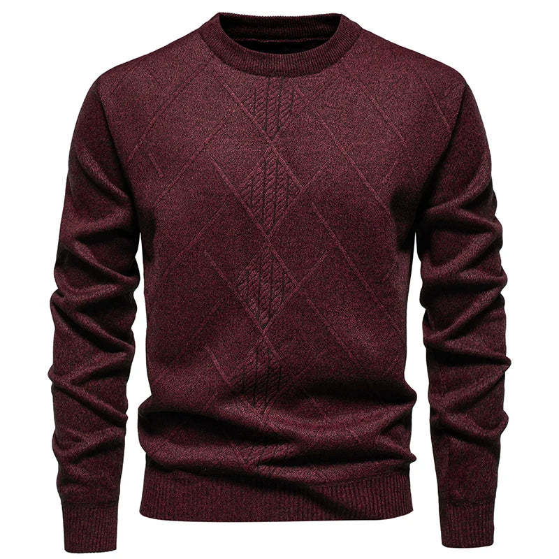 Thick Knit Geometric Pullover - Men's Warm Casual Sweater