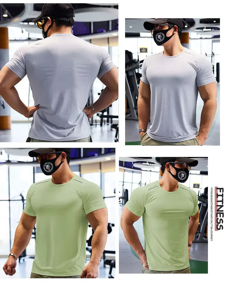 Men's Short Sleeve Sport Athletics Running Top Quick Dry Gym Wear T-Shirt