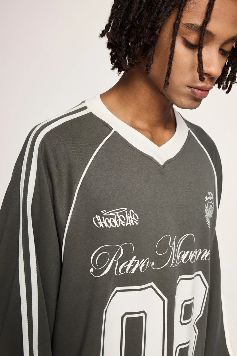 Unisex Graphic Football Jersey Loose Fit Long-sleeved sportswear T-Shirt