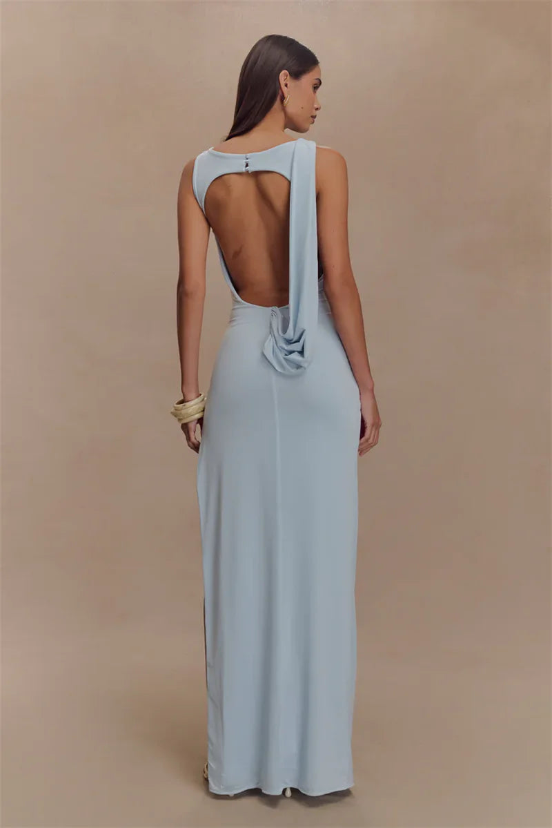 Backless Knit Tank Maxi Dress