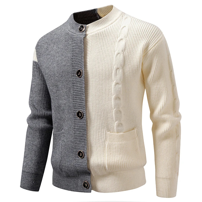 Men's Patchwork Knitted Cardigan