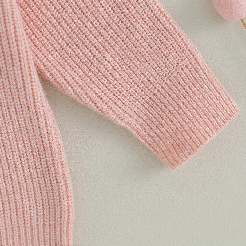 Toddler Girl's Sweater - Letter Embroidery Long Sleeve Crew Neck Pullover