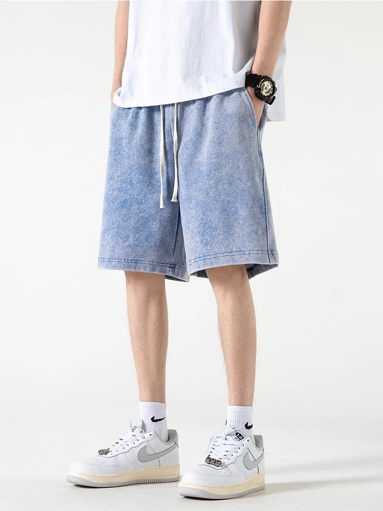 Men's Distressed Drawstring Shorts