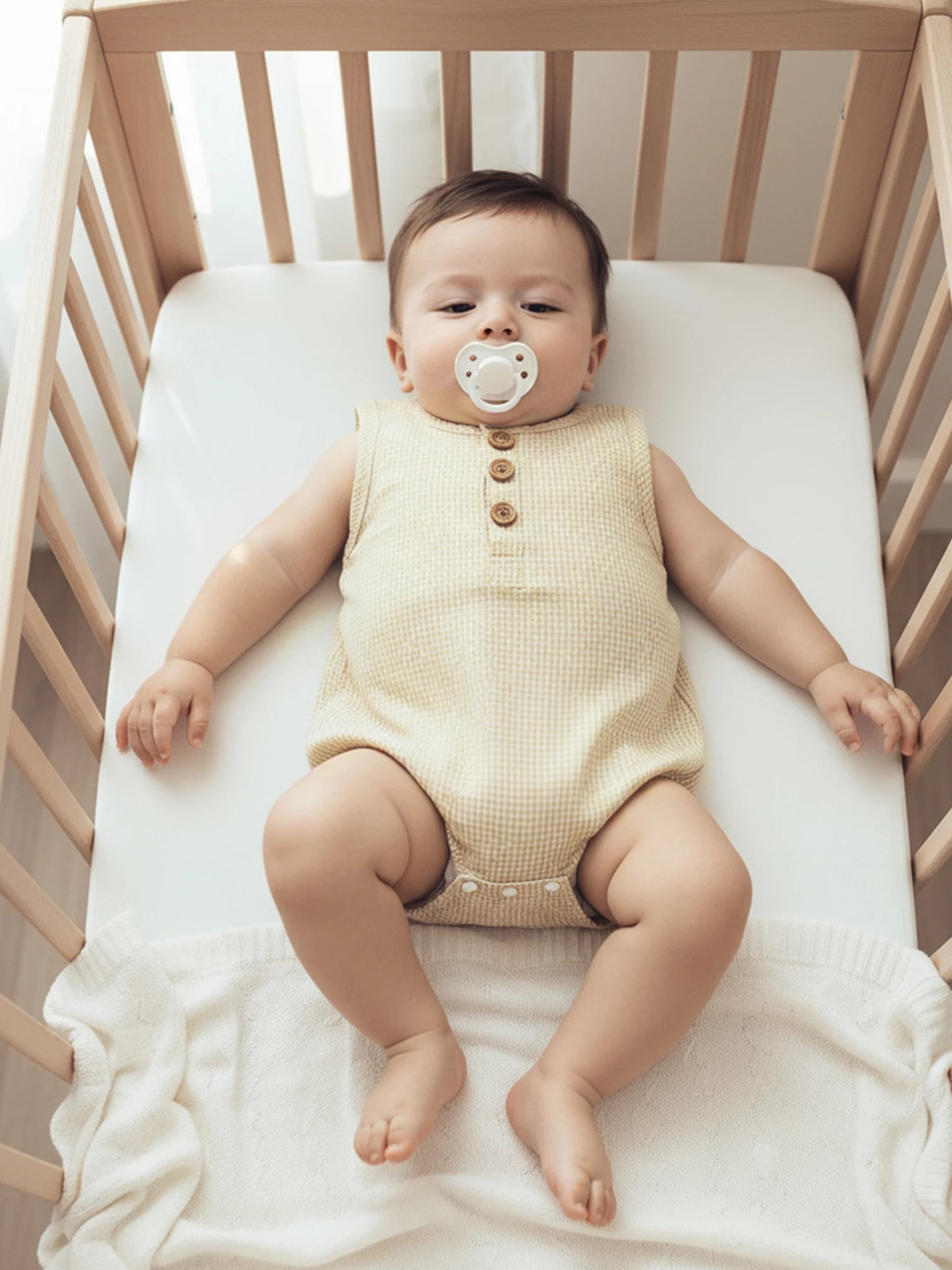 Baby Romper - Plaid Button-Down Sleeveless Jumpsuit (Unisex)