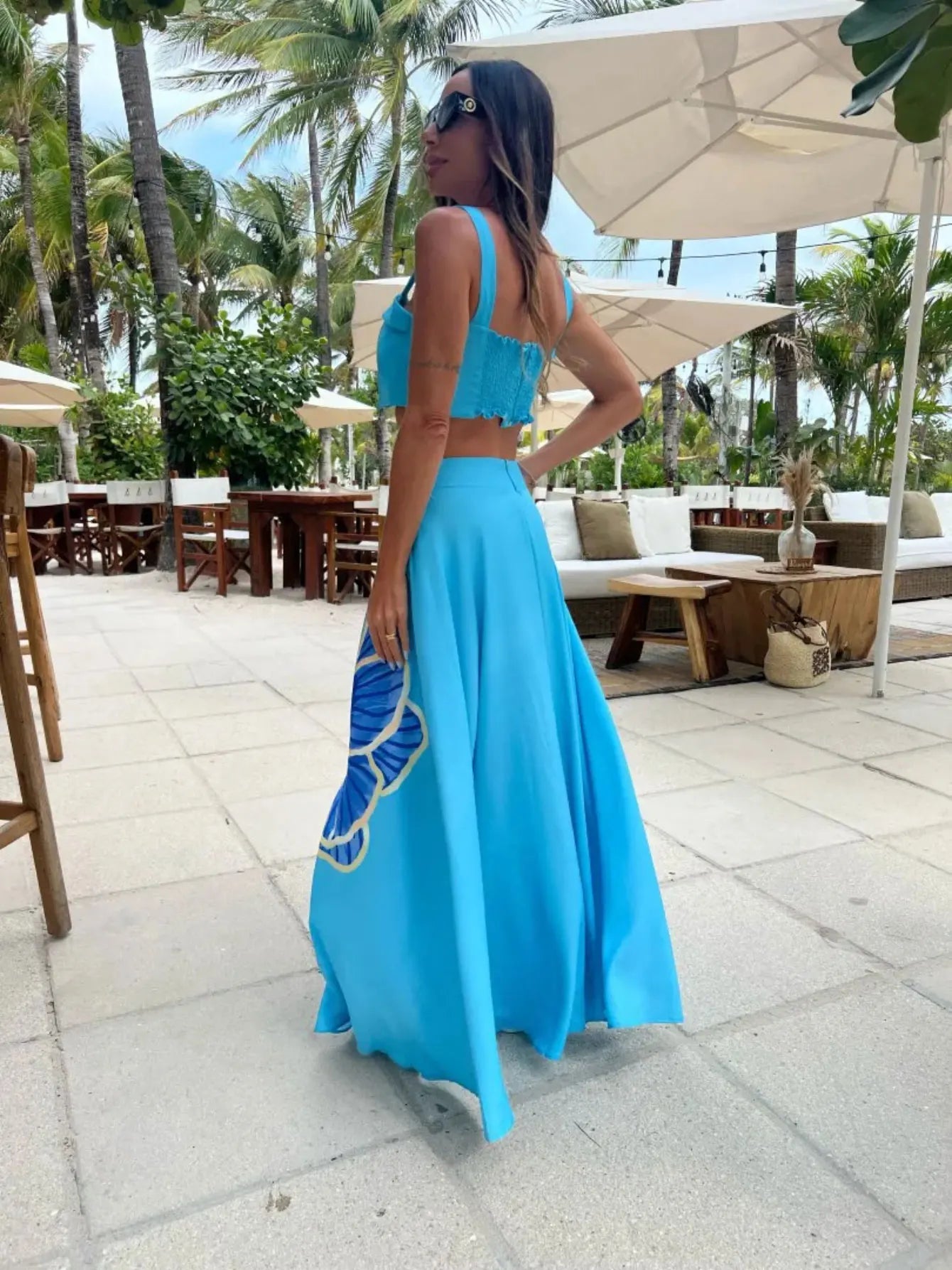 Women's Two-piece Skirt Set - Strap Tube Top and Chic Beach Skirt