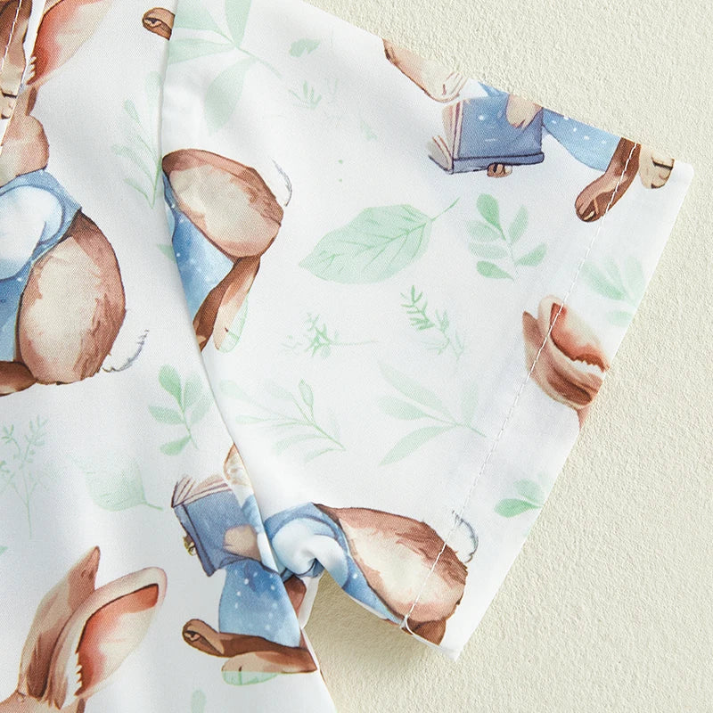 0-5Y Toddler Kids Boy's Easter Clothes Sets Rabbit/Carrot Print Short Sleeves T-Shirt and Elastic Shorts