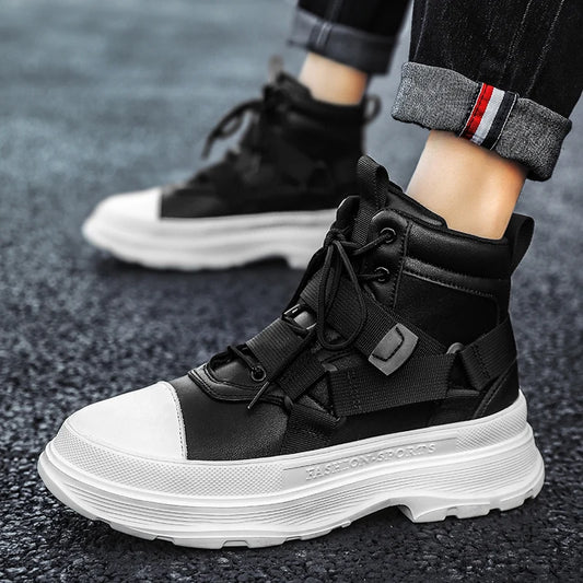 Men's High-Top Platform Sneakers - Casual Ankle Boots