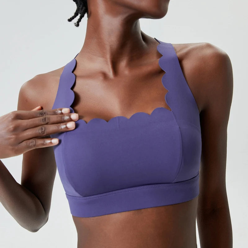 Women's Buttery Soft Fitness Yoga Bra Square Neckline Gym Crop Back Sports Vest