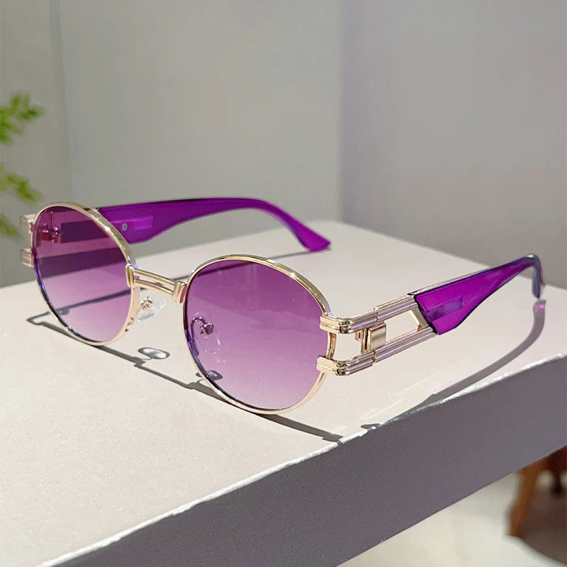 Unisex Vintege Oval Gradient Casual Sunglasses